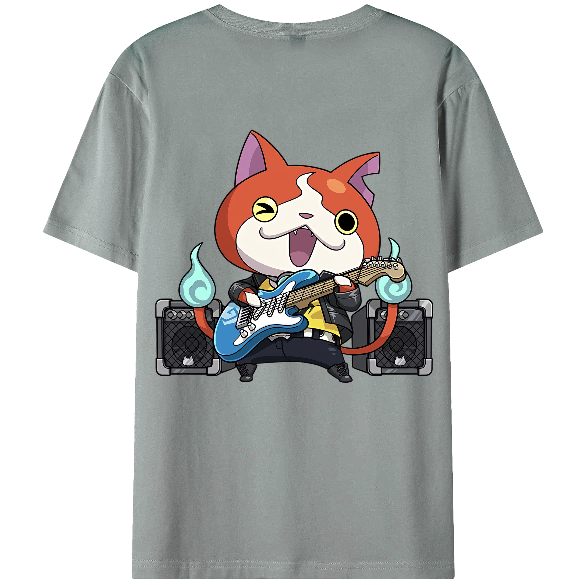 （画像用） 妖怪ウォッチ Yo-kai Watch 綿100％ メンズ半袖Tシャツ（バックプリント） 通気性